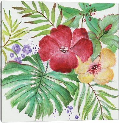 Tropical Blooms Canvas Art Print - Monstera Art