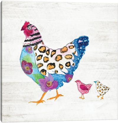 Funky Chicken Canvas Art Print - Animal Patterns