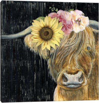 Barnyard Betty Canvas Art Print - Highland Cow Art