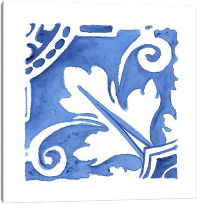 Blue Wash Tile I Canvas Art Print - Mediterranean Décor