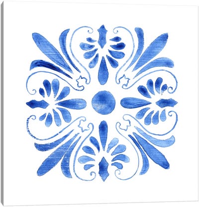 Blue Wash Tile III Canvas Art Print - Mediterranean Décor