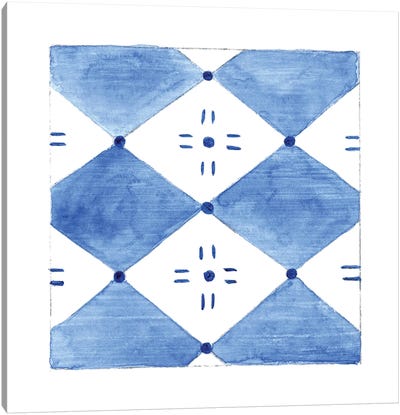Blue Wash Tile IV Canvas Art Print - Mediterranean Décor