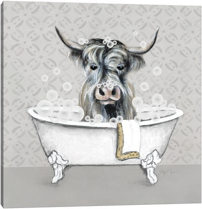 Highland Bath Canvas Art Print - Highland Cow Art