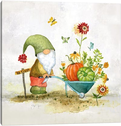 Garden Harvest Gnome Canvas Art Print - Tava Studios