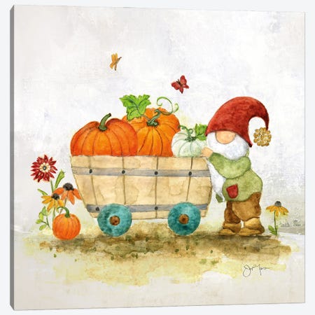 Garden Pumpkin Gnome Canvas Print #TAV363} by Tava Studios Canvas Artwork