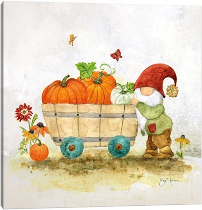 Garden Pumpkin Gnome Canvas Art Print - Pumpkins