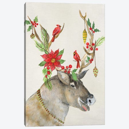 Playful Reindeer I Canvas Print #TAV364} by Tava Studios Canvas Art Print