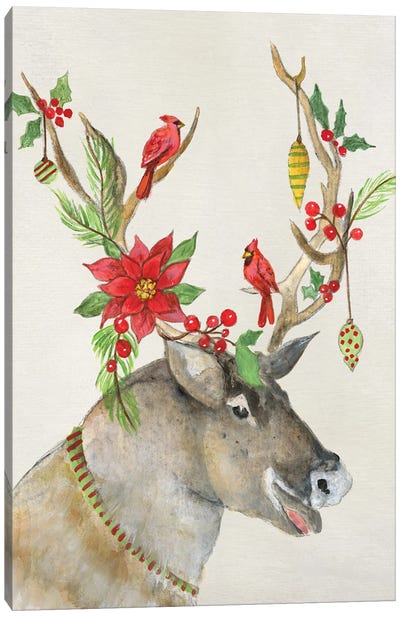 Playful Reindeer I Canvas Art Print - Reindeer Art
