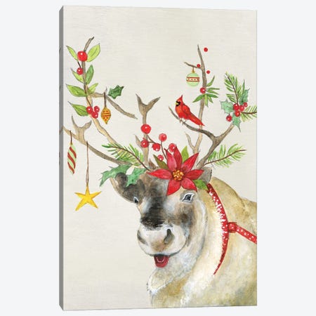 Playful Reindeer II Canvas Print #TAV365} by Tava Studios Canvas Print