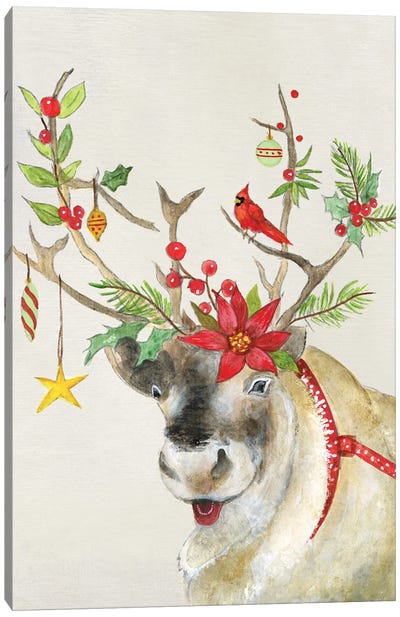 Playful Reindeer II Canvas Art Print - Cardinal Art