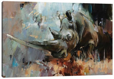 Singleton Canvas Art Print - Rhinoceros Art