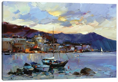 After Sunset Canvas Art Print - Rowboat Art