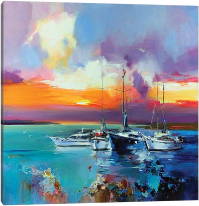 Straight To Heaven Canvas Art Print - Lake & Ocean Sunrise & Sunset Art