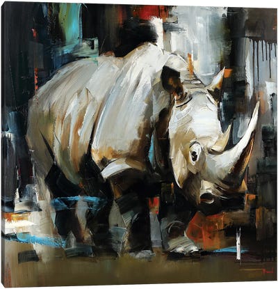 The Grow Wild Canvas Art Print - Rhinoceros Art