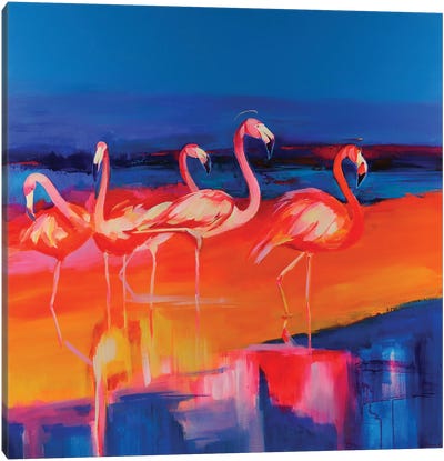 Pink Molecules Canvas Art Print - Flamingo Art