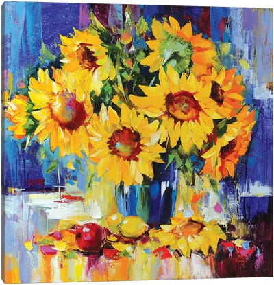 The Sunny Dance Canvas Art Print - Sunflower Art