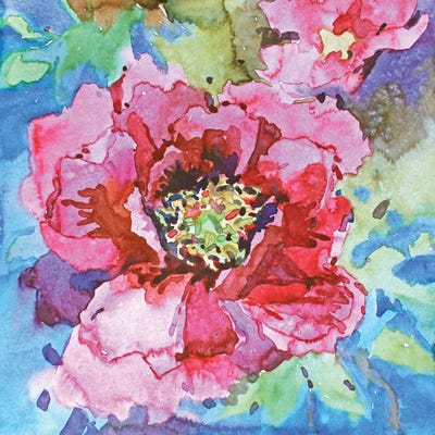 Pink Peony by Tanbelia framed canvas print