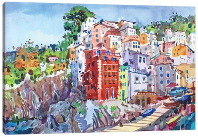 Coastland Landscape Canvas Art Print - Coastal Village & Town Art