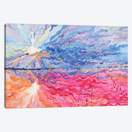 Sunset On The Pink Lake Canvas Print #TBA108} by Tanbelia Canvas Art