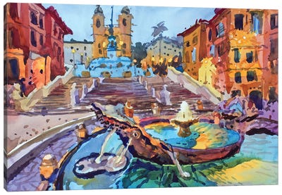 Spanish Stairs In Rome Canvas Art Print - Lazio Art