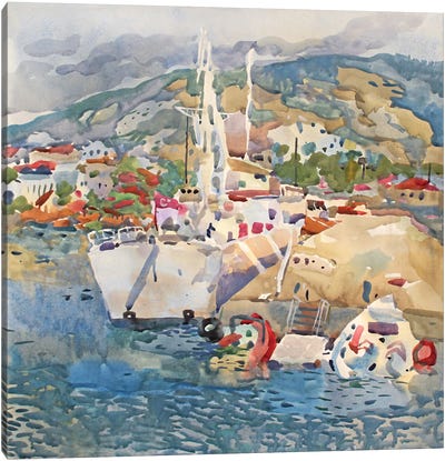 The Harbour In Alanya Canvas Art Print - Tanbelia