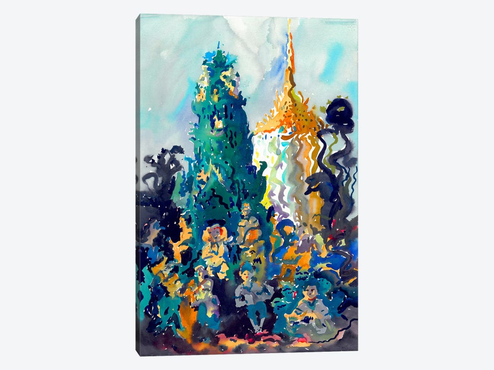 Fountain In Ancient City In Bangkok by Tanbelia 1-piece Canvas Artwork