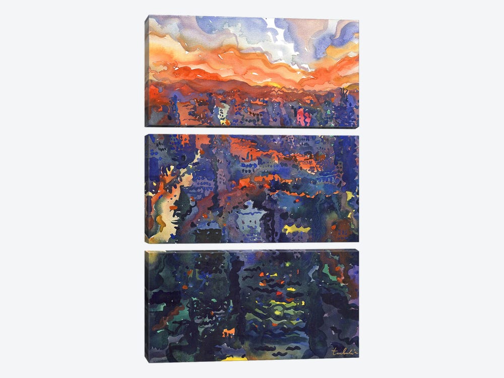 View To Night Bangkok And Chao Phraya River by Tanbelia 3-piece Canvas Art