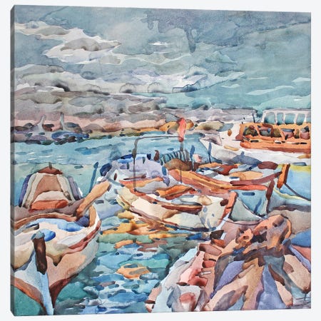 Azure Harbour Canvas Print #TBA18} by Tanbelia Canvas Art