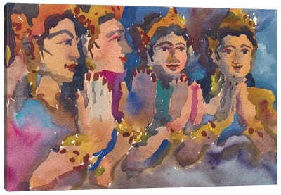 Prayer To Buddha In Phnom Sambok Pagoda Canvas Art Print - Tanbelia