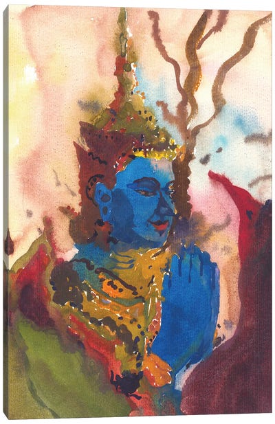 Blue Buddha In Phnom Sambok Pagoda Canvas Art Print - Tanbelia