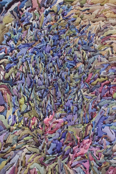 Blue Flowers In The Garden by Tanbelia framed wall art