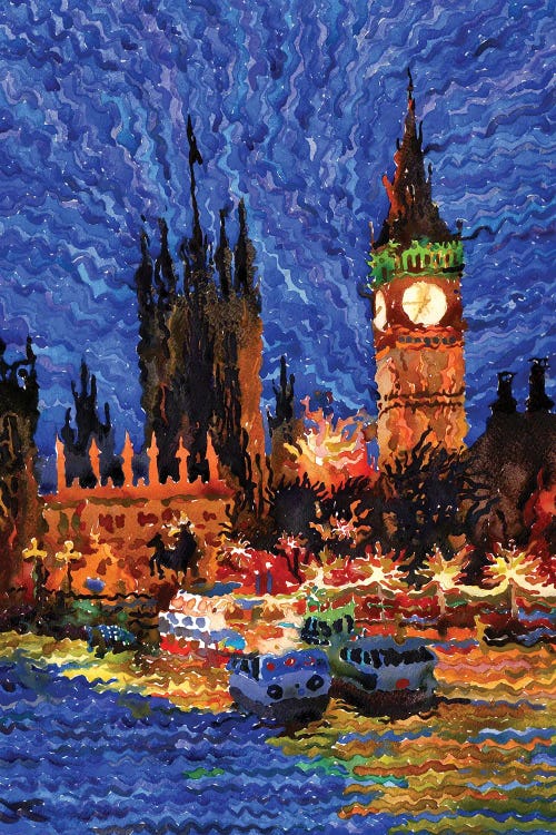 Big Ben And Westminster Palace At Night by Tanbelia wall art