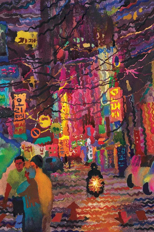 Myeongdong Night Market In Seoul by Tanbelia wall art