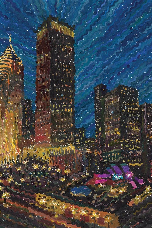 Night Chicago View From Cindy's Rooftop by Tanbelia wall art