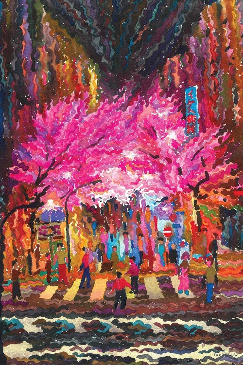 Sakura Blossom In Shibuya Crossing by Tanbelia wall art