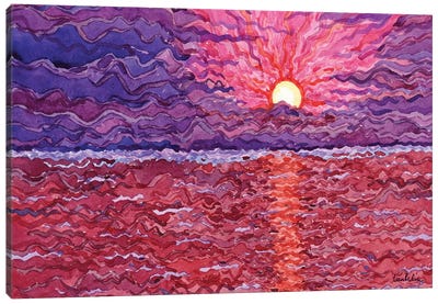 Sunset At The Sea Canvas Art Print - Tanbelia