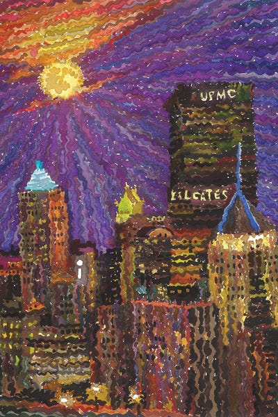 Pittsburgh Skyline by Tanbelia framed wall art