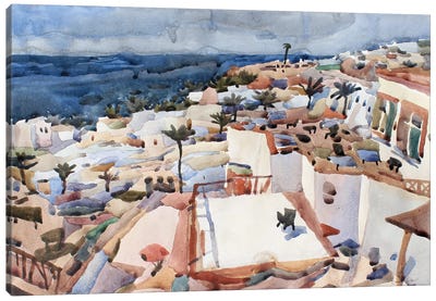 Warm White View Canvas Art Print - Mediterranean Décor
