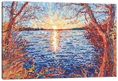 Winter Sunset Reflections Canvas Art Print - Tanbelia