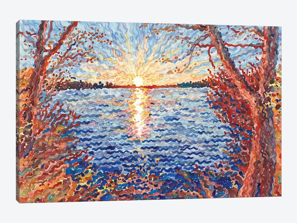 Winter Sunset Reflections by Tanbelia 1-piece Canvas Wall Art