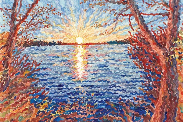 Lakehouse Décor: Winter Sunset Reflections by Tanbelia