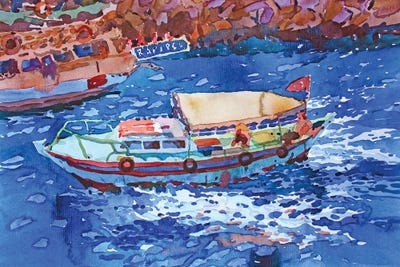 Boat In The Mediterranean Sea by Tanbelia framed wall art