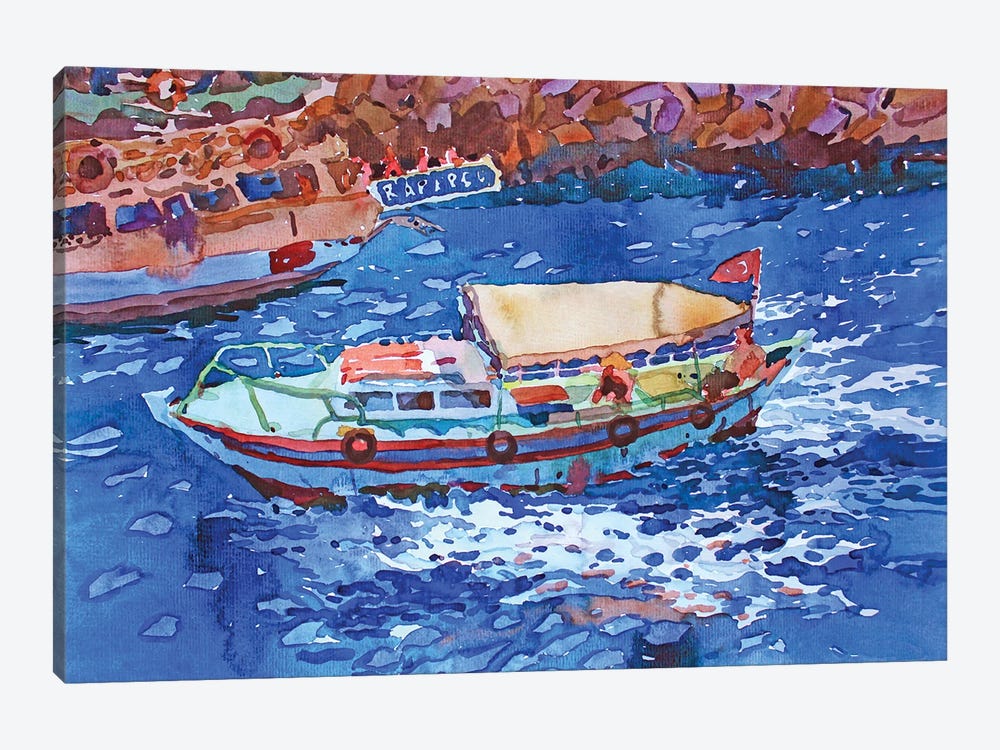 Boat In The Mediterranean Sea by Tanbelia 1-piece Canvas Artwork