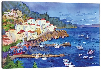 Sorrento City In Italy Canvas Art Print - Coastal Village & Town Art