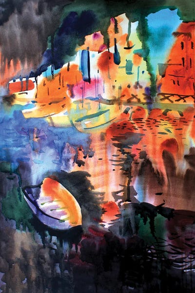 Night Harbor by Tanbelia framed wall art