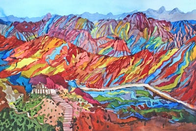 Rainbow Mountains In China by Tanbelia framed wall art