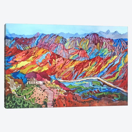 Rainbow Mountains In China Canvas Print #TBA85} by Tanbelia Canvas Artwork