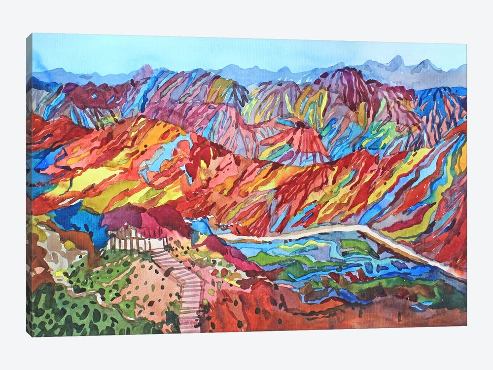 Rainbow Mountains In China by Tanbelia 1-piece Canvas Wall Art