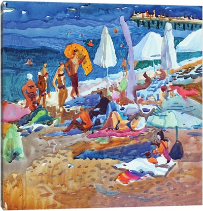 On The Beach Canvas Art Print - Tanbelia