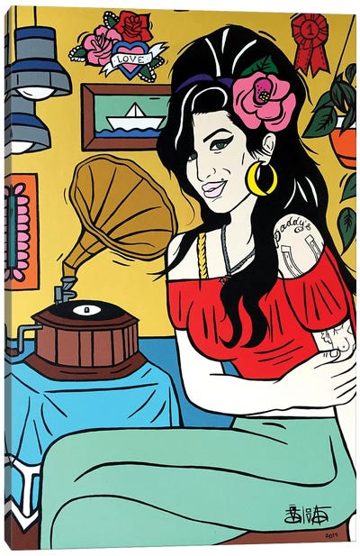 Amy Winehouse II Canvas Art Print - R&B & Soul Music Art